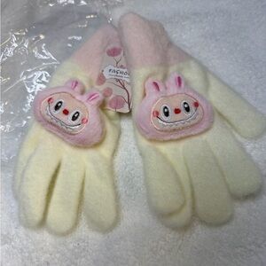 Monsters plush Bubu Gloves soft & Stretchy, Kid & Adult Cream White